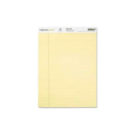 Nature Saver Nature Saver Legal Pad, 8-1/2" x 11-3/4", Wide Ruled, Canary, 50 Sheets/Pad, 12 Pads/Pack 867
